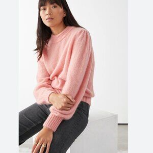 & Other Stories Pink Alpaca Wool Blend Fuzzy Knit Sweater